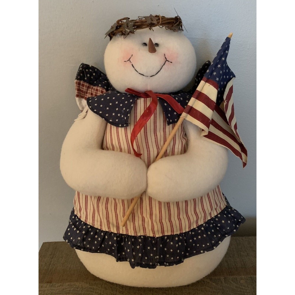 Snow Angel Plush Halo Wings US Flag Patriotic Red White Blue Terry’s Village 14"
